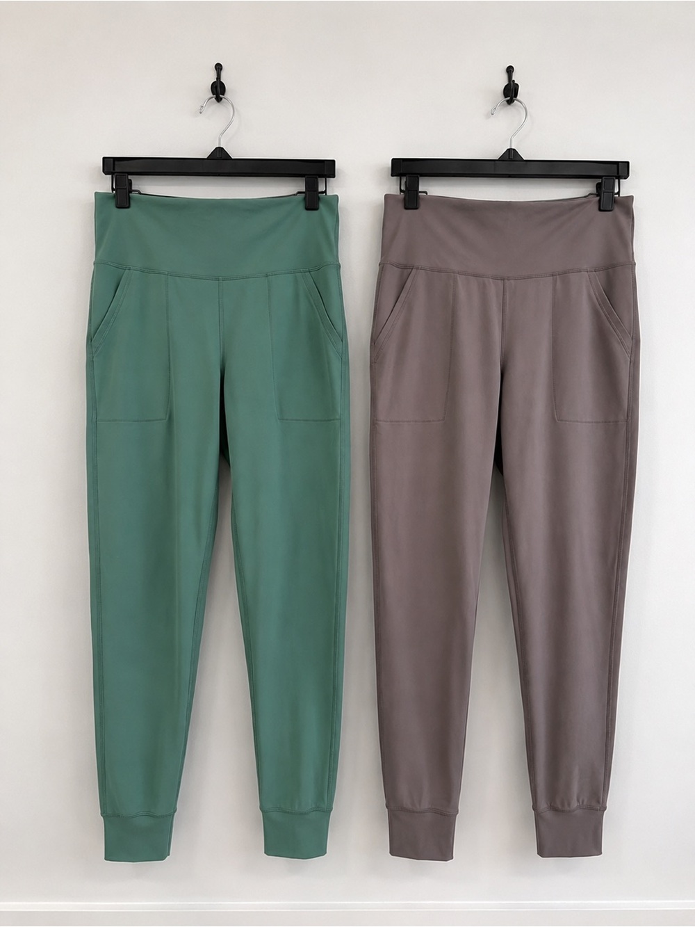 Old Navy High-Waist Joggers in Sage Green and Taupe